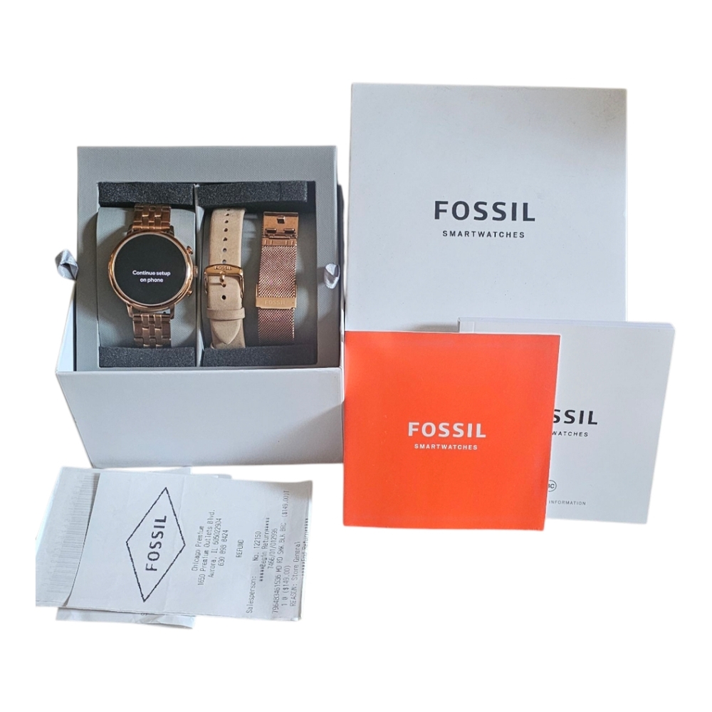 Fossil Smartwatch Rose Gold Extra Bands Wear OS By Google
